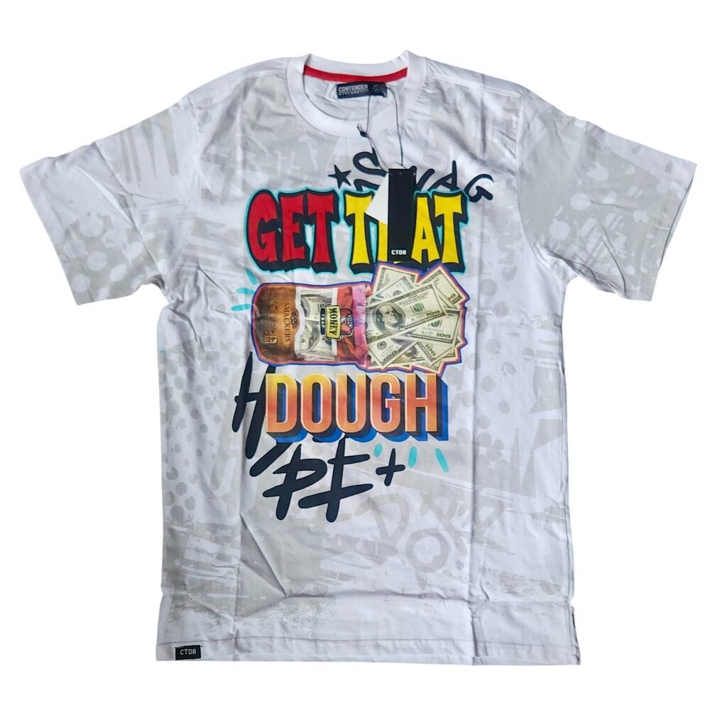 Contender Mens T-Shirt Get That Dough Art Match Jordan Nike Foamposite‎ NWT